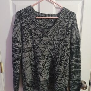Cotton On Black and Gray Chunky Cable Knit Sweater